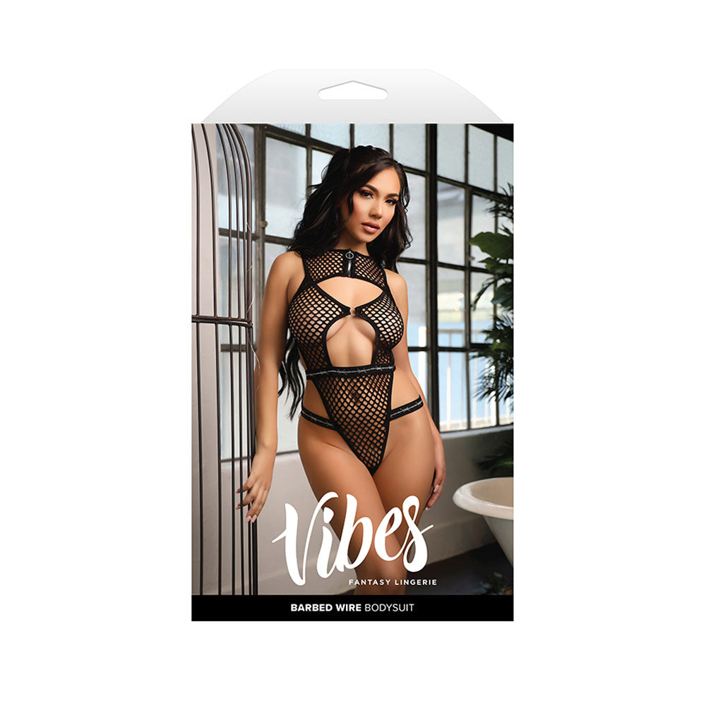 VIBES BARBED WIRE Net Bodysuit - M/L-(af989-ml-b) - AF989-ML-B