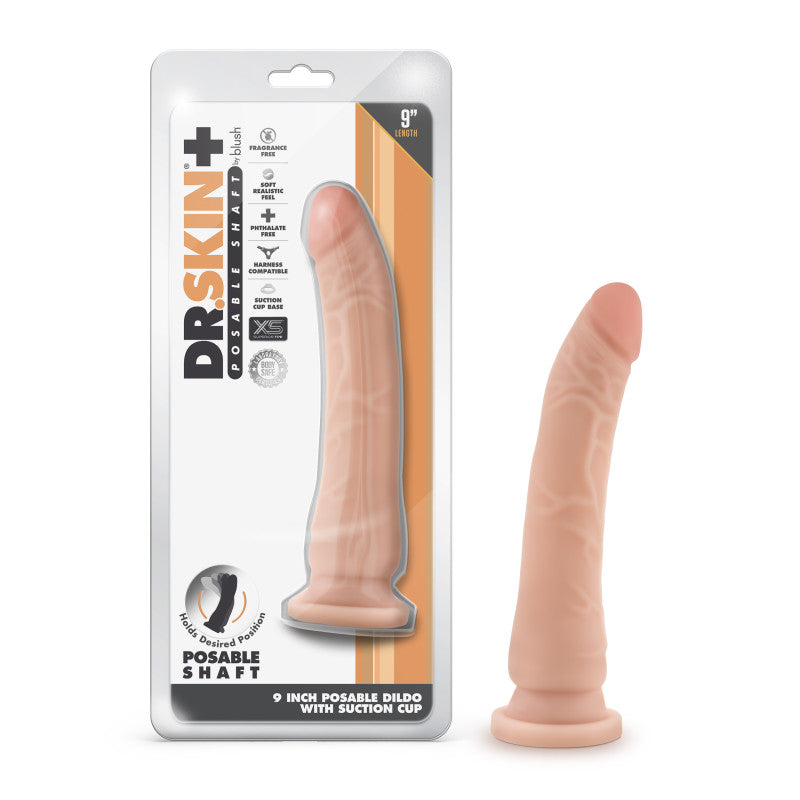 Dr Skin Plus 9'' Posable Dildo - Flesh-(bl-12953) - BL-12953