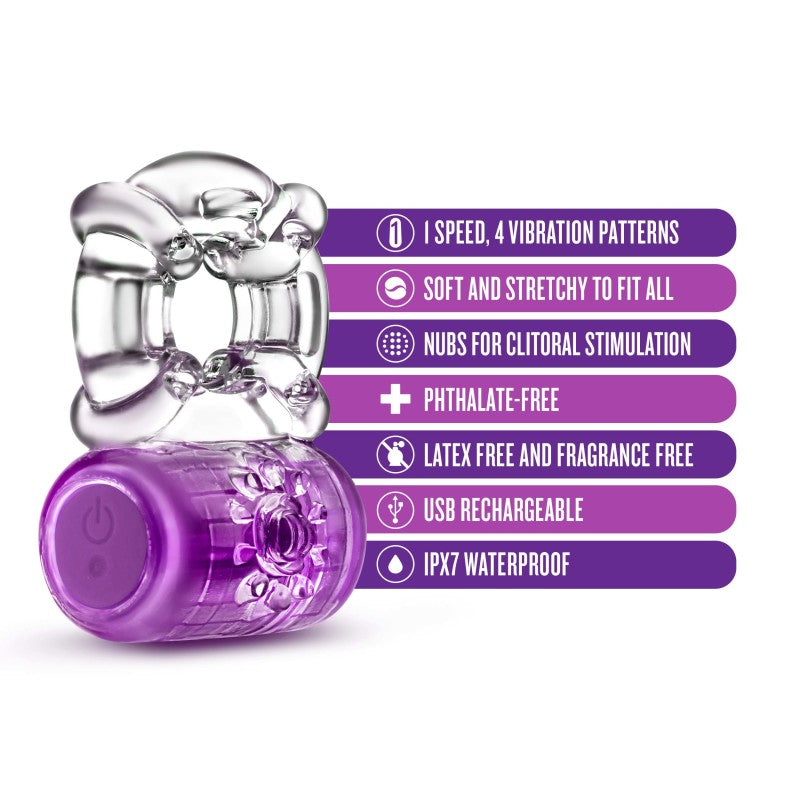 Play With Me Pleaser Rechargeable C-Ring - Purple-(bl-31911) - BL-31911