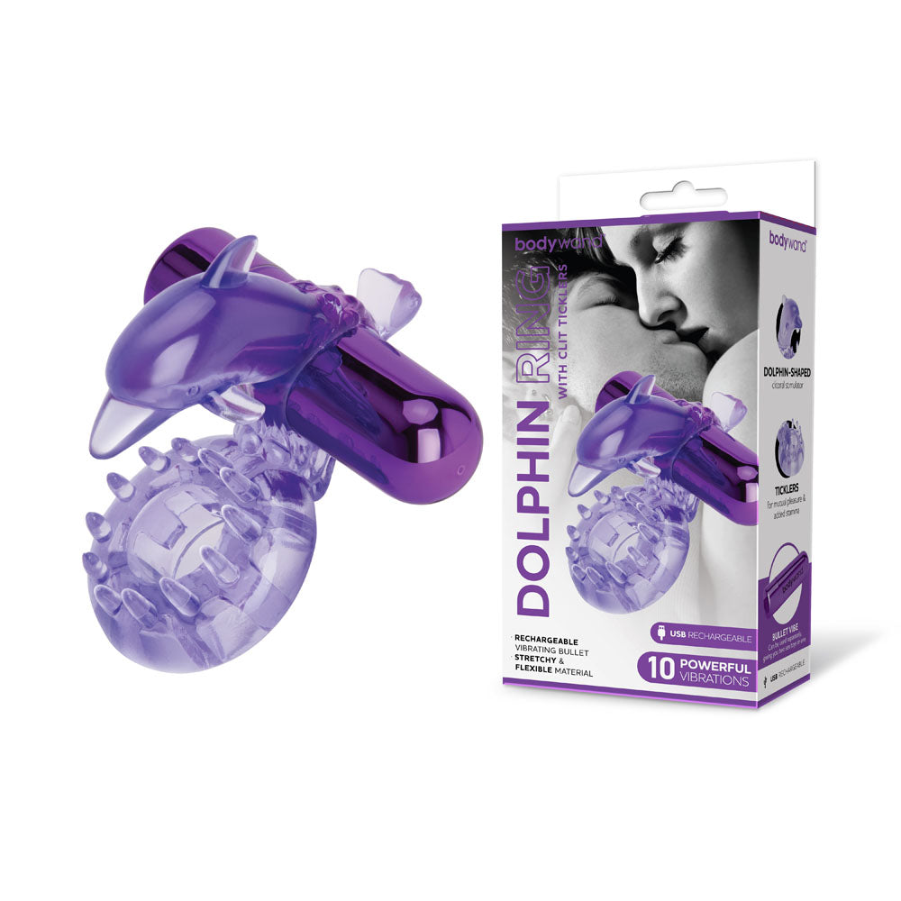 Bodywand Rechargeable Dolphin Ring with Clit Ticklers-(bw1501) - BW1501