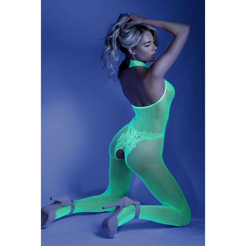 GLOW MOONBEAM Crotchless Bodystocking-(gl2112-os-b) - GL2112-OS-B