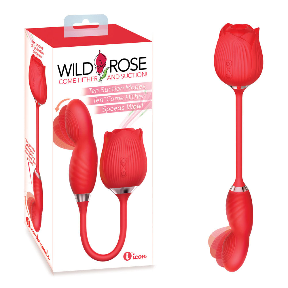 Wild Rose Come Hither & Suction Vibrator-(ic1707) - IC1707