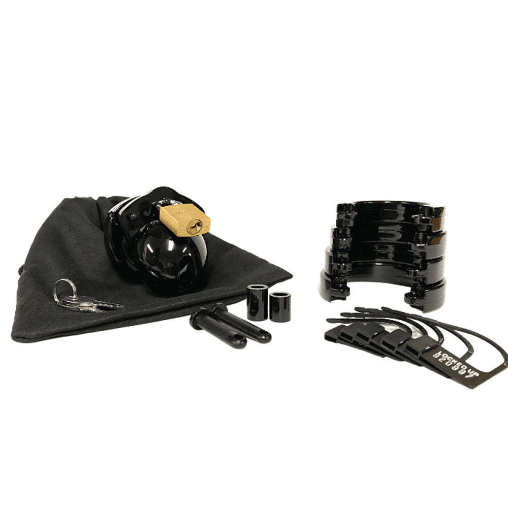 Mini-Me Black Chastity Cock Cage Kit - Black-(mm-blk) - MM-BLK