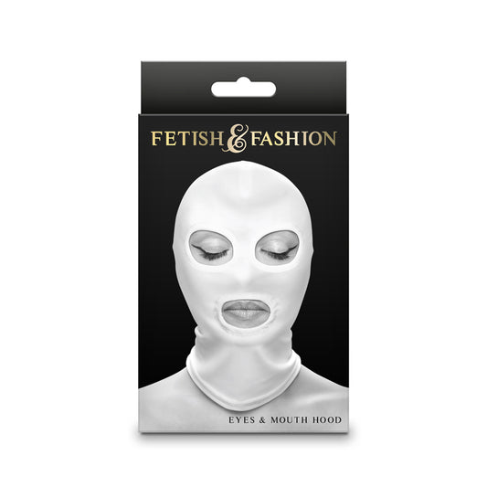 Fetish & Fashion - Eyes & Mouth Hood - White-(nsn-1803-11ap) - NSN-1803-11AP