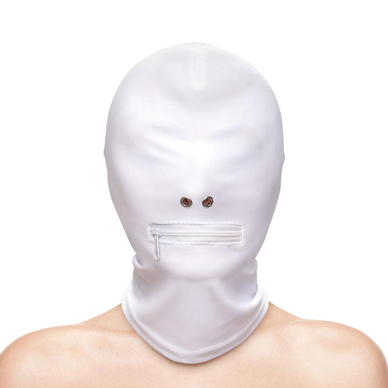 Fetish & Fashion - Zippered Mouth Hood - White-(nsn-1803-51ap) - NSN-1803-51AP