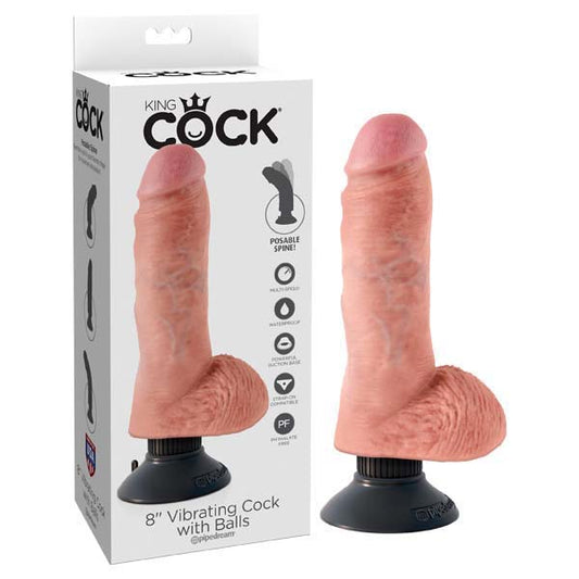 King Cock 8'' Vibrating Cock with Balls-(pd5407-21) - PD5407-21