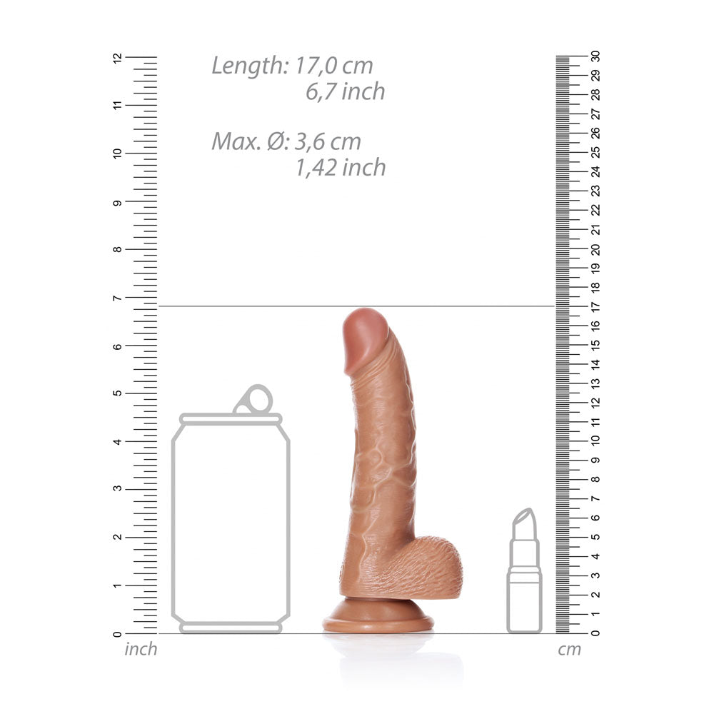 REALROCK Realistic Regular Curved Dong with Balls - 15.5 cm-(rea121tan) - REA121TAN