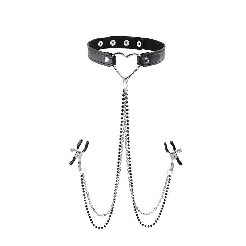 Sex & Mischief Amor Collar with Nipple Clamps-(ss09834) - SS09834