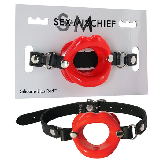 Sex & Mischief Silicone Lips Mouth Gag - Red-(ss09943) - SS09943