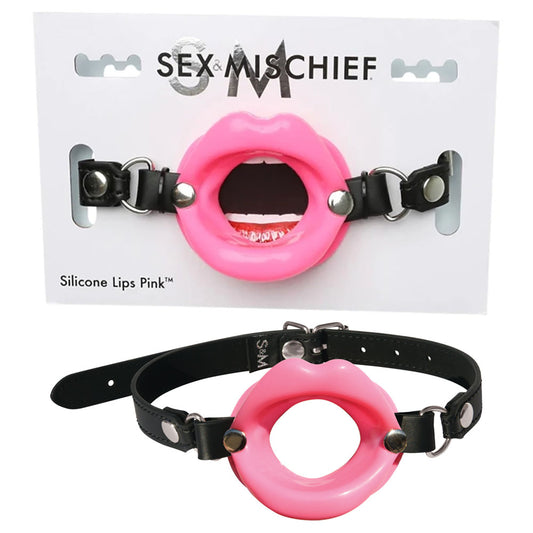 Sex & Mischief Silicone Lips Mouth Gag - Pink-(ss09944) - SS09944