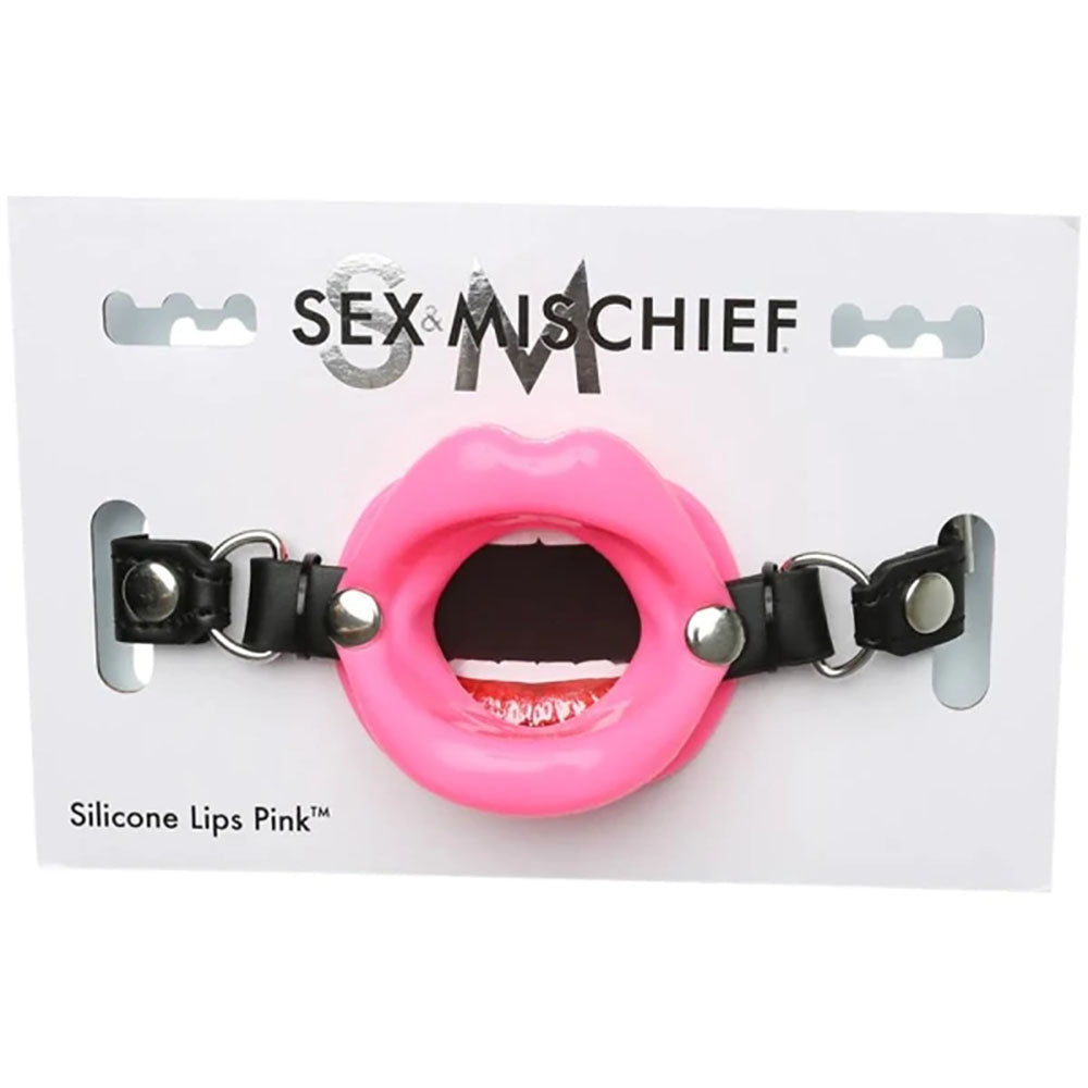 Sex & Mischief Silicone Lips Mouth Gag - Pink-(ss09944) - SS09944