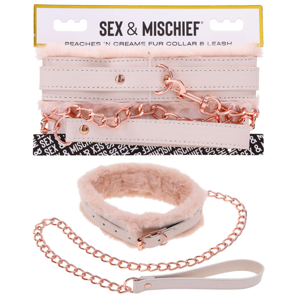 Sex & Mischief Peaches n CreaMe Fur Collar & Leash-(ss09962) - SS09962