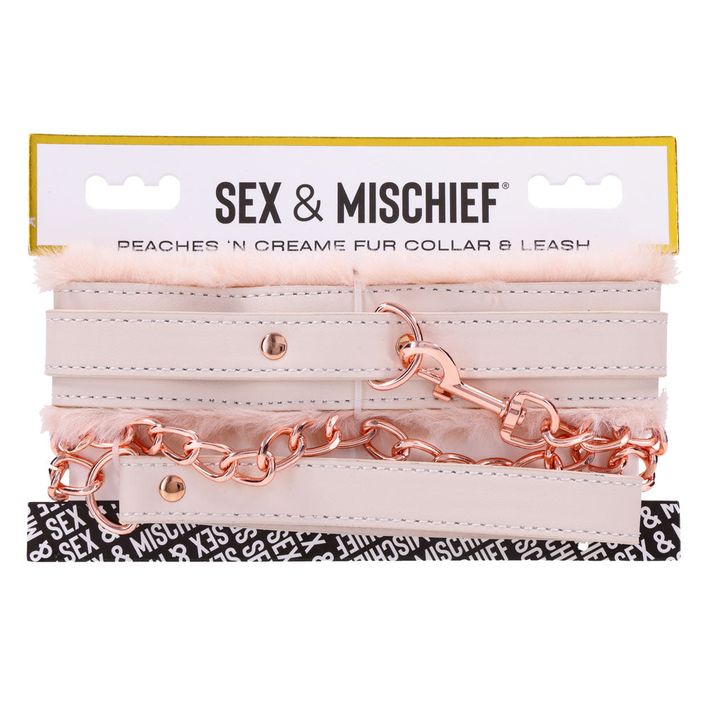 Sex & Mischief Peaches n CreaMe Fur Collar & Leash-(ss09962) - SS09962