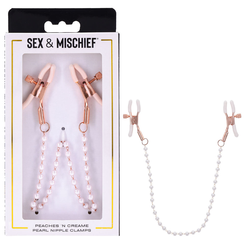 Sex & Mischief Peaches n CreaMe Pearl Nipple Clamps-(ss09964) - SS09964