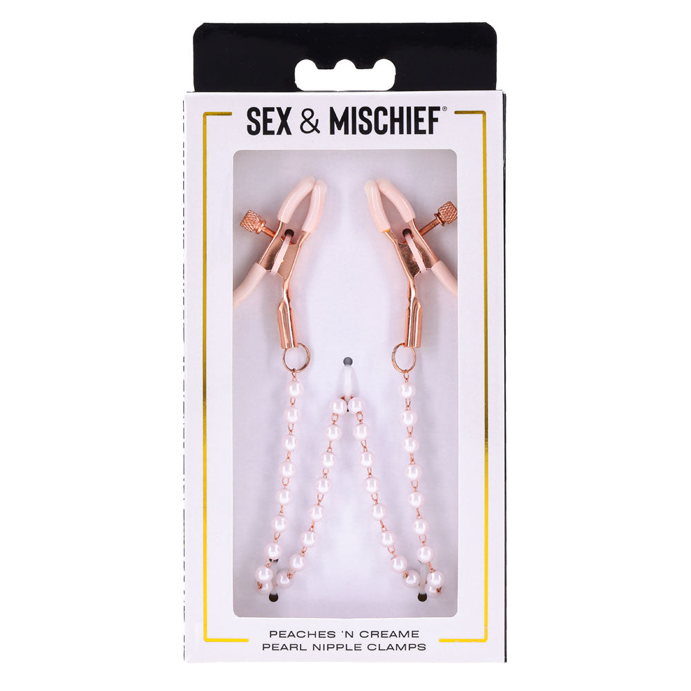 Sex & Mischief Peaches n CreaMe Pearl Nipple Clamps-(ss09964) - SS09964