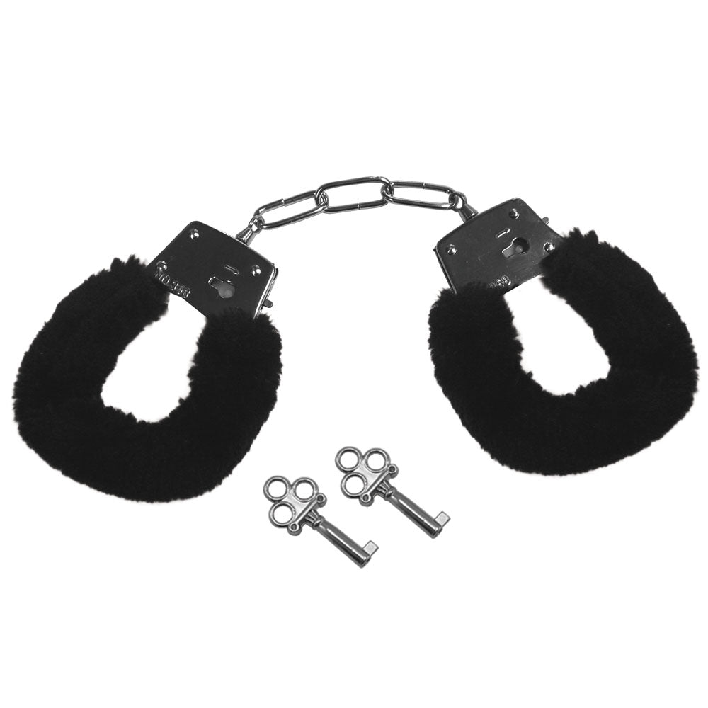 Sex & Mischief Furry Handcuffs - Black-(ss10066) - SS10066