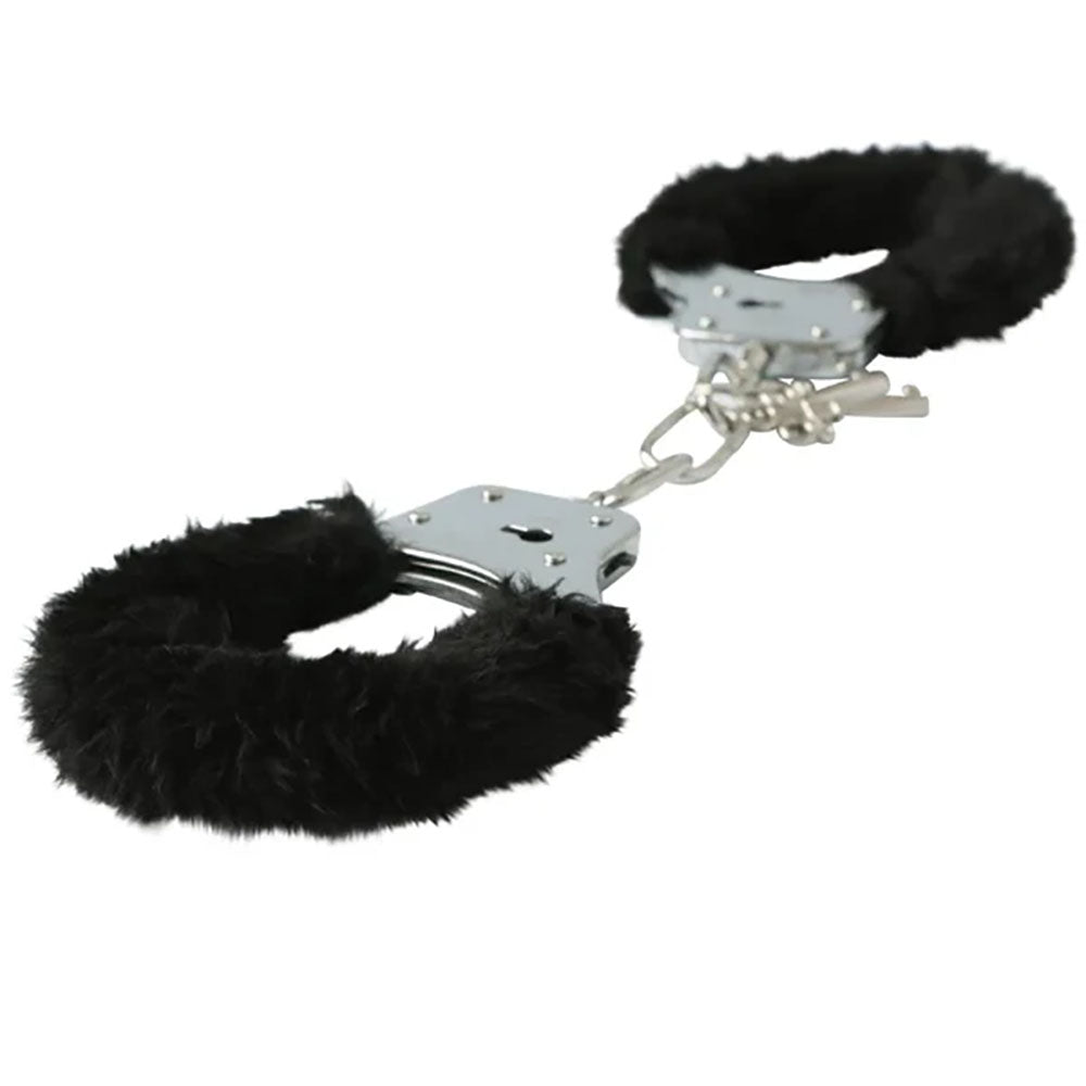 Sex & Mischief Furry Handcuffs - Black-(ss10066) - SS10066