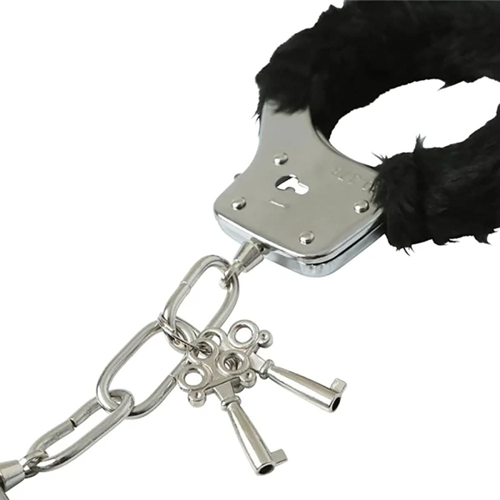 Sex & Mischief Furry Handcuffs - Black-(ss10066) - SS10066