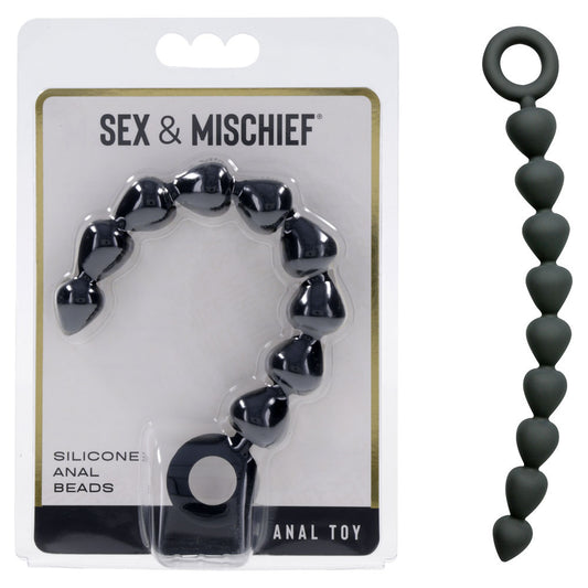 Sex & Mischief Silicone Anal Beads - Black-(ss10074) - SS10074