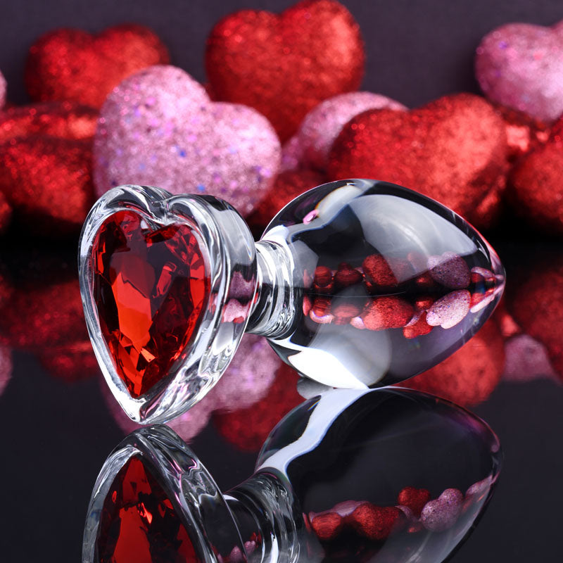 Adam & Eve RED HEART GEM GLASS PLUG LARGE-(ae-wf-1119-2) - AE-WF-1119-2