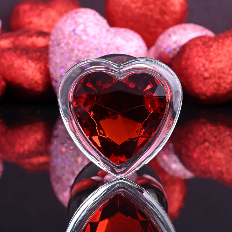 Adam & Eve RED HEART GEM GLASS PLUG LARGE-(ae-wf-1119-2) - AE-WF-1119-2