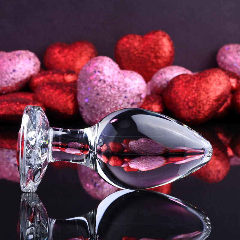 Adam & Eve RED HEART GEM GLASS PLUG LARGE-(ae-wf-1119-2) - AE-WF-1119-2