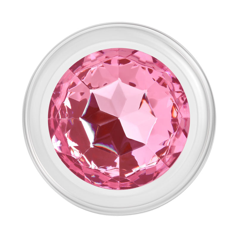 Adam & Eve PINK GEM GLASS PLUG MEDIUM-(ae-wf-1140-2) - AE-WF-1140-2