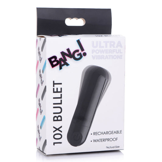 Bang! 10X Vibrating Metallic Bullet-(ag656-black) - AG656-BLACK