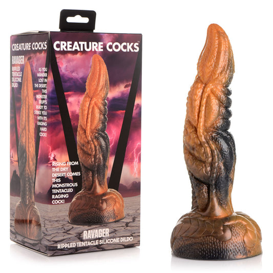 Creature Cocks Ravager Rippled Tentacle Silicone Dildo-(ag920) - AG920