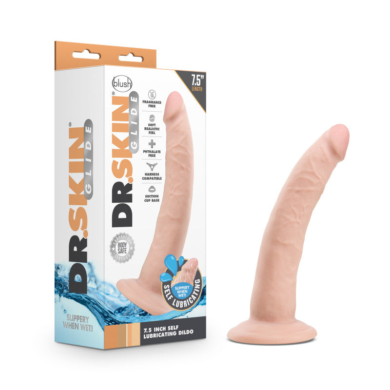 Dr. Skin Glide 7.5 Inch Self Lubricating Dildo-(bl-12724) - BL-12724