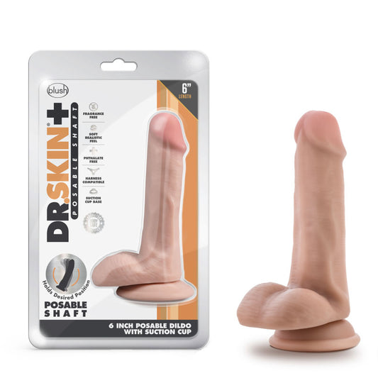 Dr. Skin Plus 6'' Girthy Poseable Dildo-(bl-14903) - BL-14903