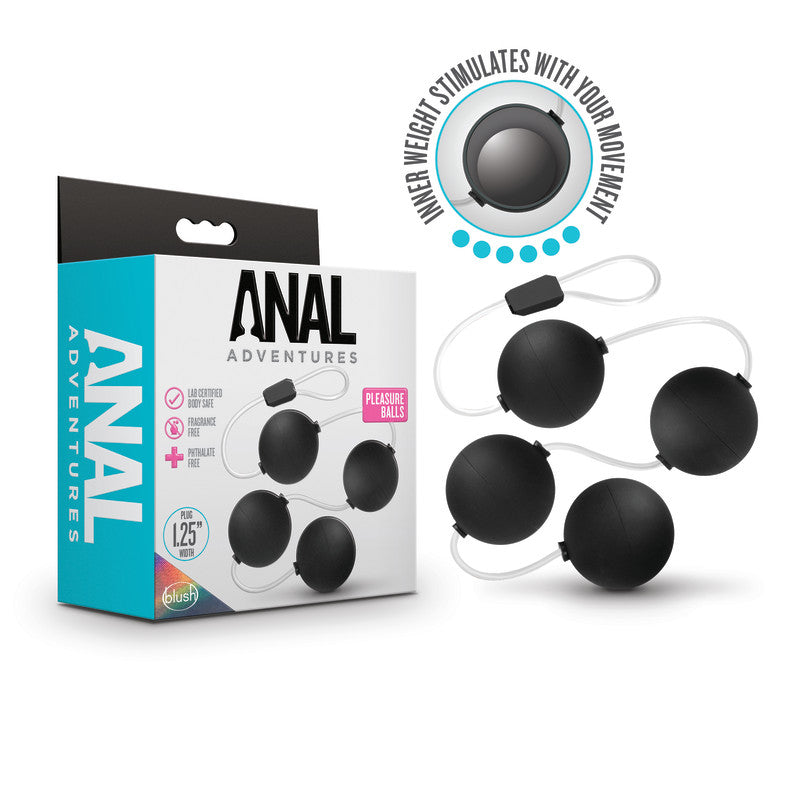 Anal Adventures Pleasure Balls - Black-(bl-23765) - BL-23765