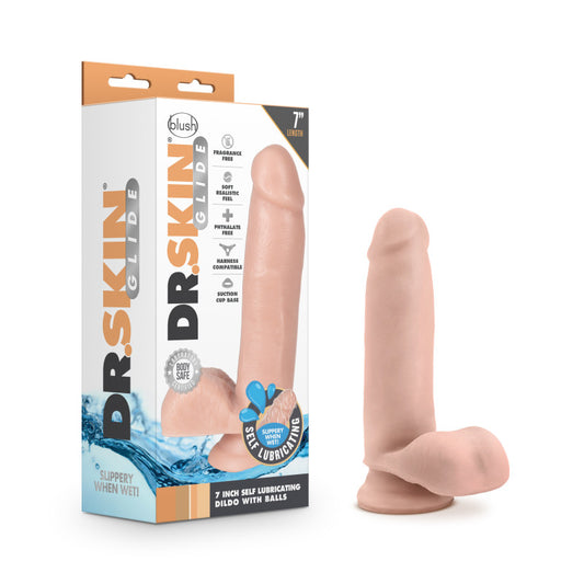 Dr. Skin Glide 7 Inch Self Lubricating Dildo-(bl-36414) - BL-36414