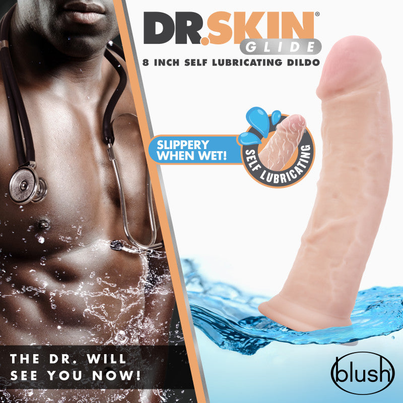 Dr. Skin Glide 8 Inch Self Lubricating Dildo-(bl-55804) - BL-55804