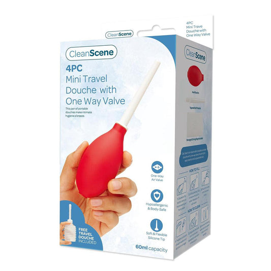 CleanScene 4 Piece Mini Travel Douche with One Way Valve-(cs102) - CS102