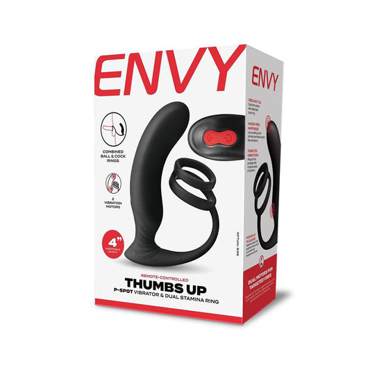 Envy Thumbs Up P-Spot Vibrator & Dual Stamina Ring-(env-1005) - ENV-1005