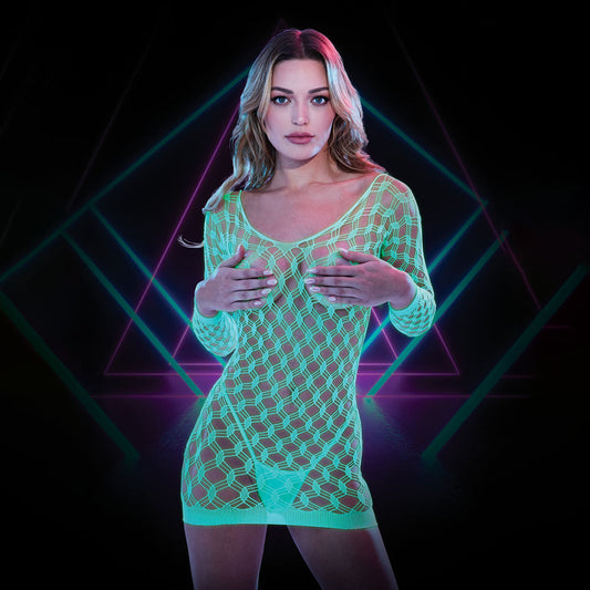 LAPDANCE Glow In The Dark Mini Dress - 1Size-(lc-112-gid) - LC-112-GID