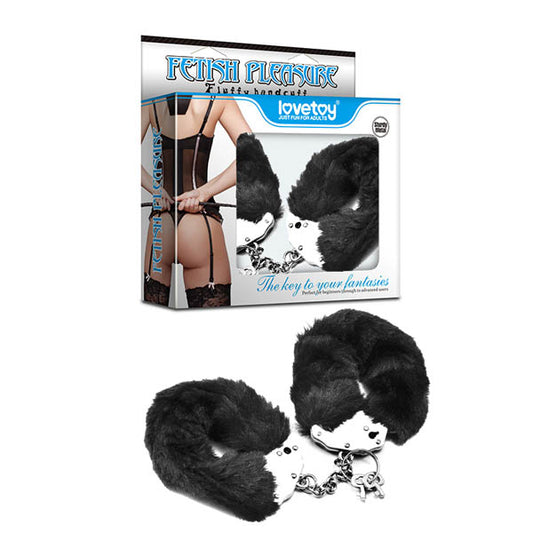 Fetish Pleasure Fluffy Hand Cuffs-(lv1501blk) - LV1501BLK