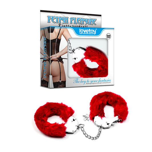 Fetish Pleasure Fluffy Hand Cuffs-(lv1501red) - LV1501RED