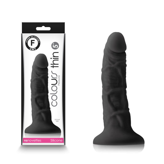 Colours Pleasures - Thin 5'' Dildo - Black-(nsn-0405-53) - NSN-0405-53