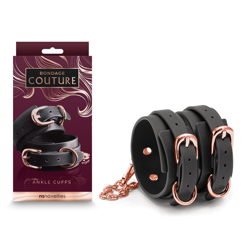 Bondage Couture Ankle Cuffs - Black-(nsn-1306-43) - NSN-1306-43