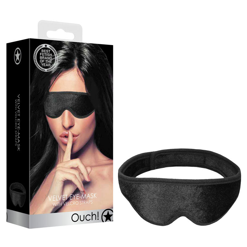 OUCH! Velvet & Velcro Adjustable Eye Mask-(ou521blk) - OU521BLK