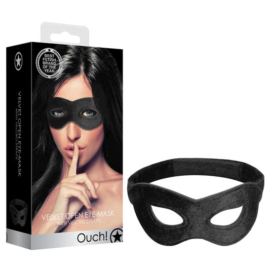 Ouch! Velvet & Velcro Adjustable Open Eye Mask-(ou522blk) - OU522BLK