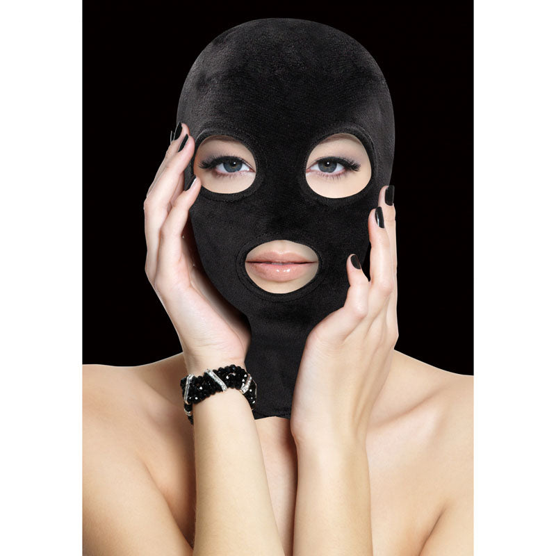 Ouch! Velvet & Velcro Mask with Eye and Mouth Opening-(ou523blk) - OU523BLK