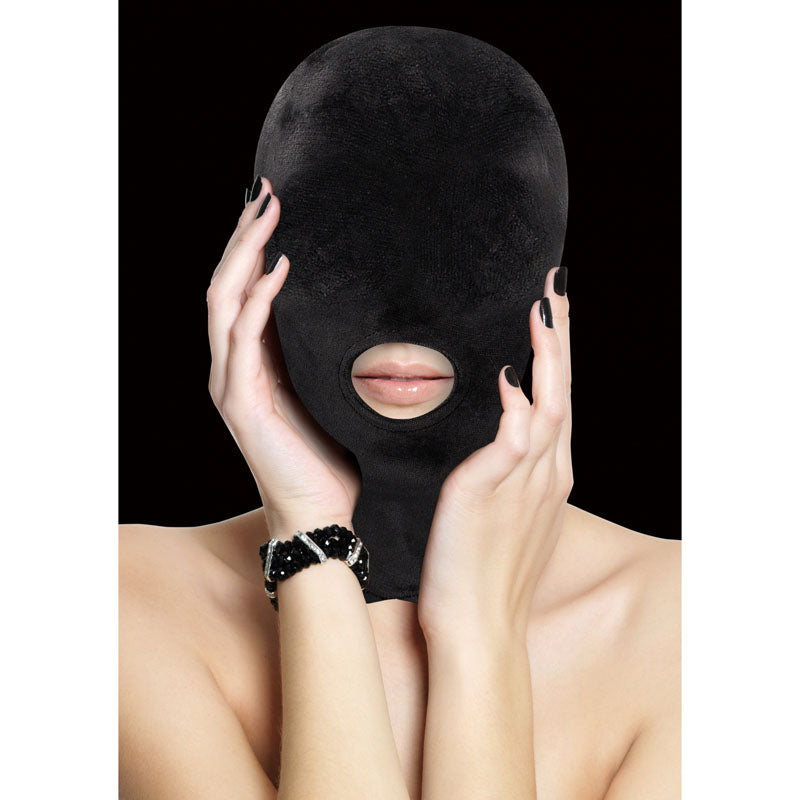 Ouch! Velvet & Velcro Mask with Mouth Opening-(ou524blk) - OU524BLK