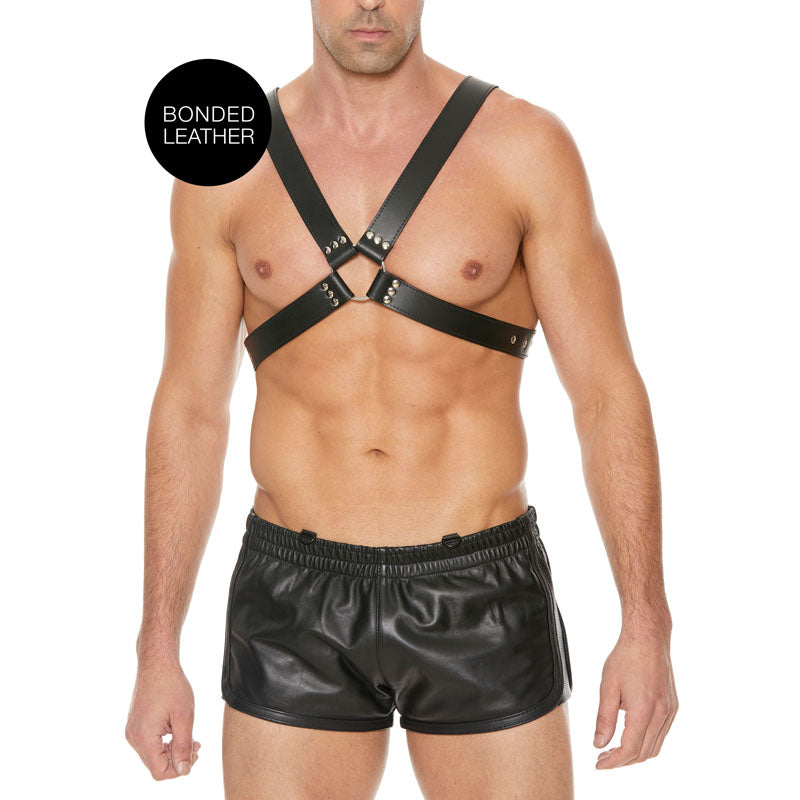 Ouch! Men's Large Buckle Harness-(ou556blk) - OU556BLK