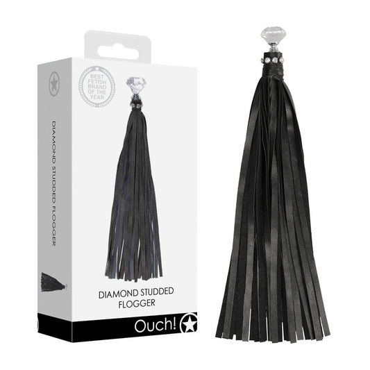 OUCH! Diamond Studded Whip-(ou576blk) - OU576BLK