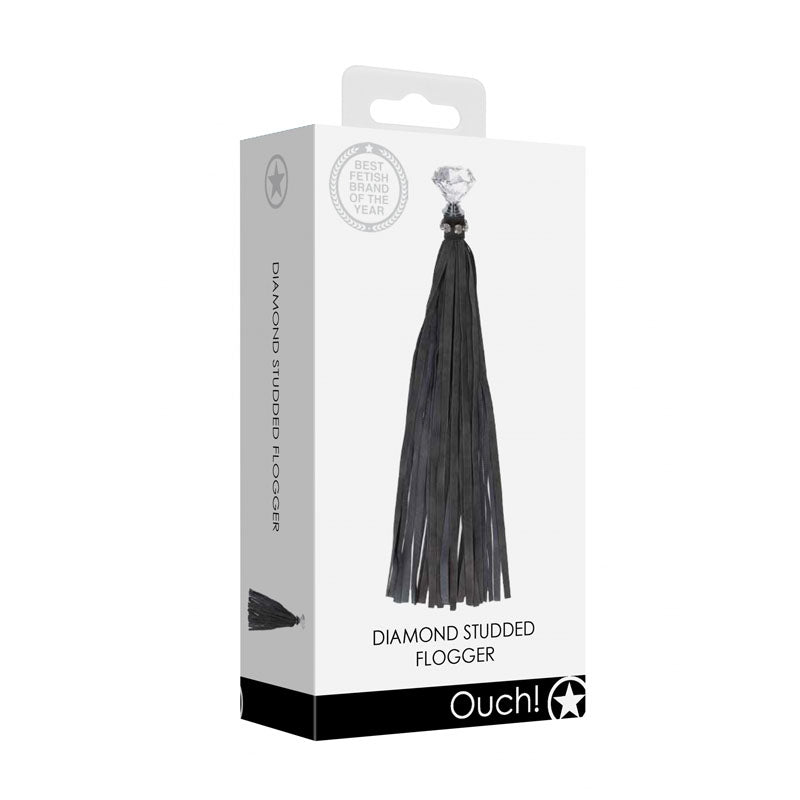 OUCH! Diamond Studded Whip-(ou576blk) - OU576BLK