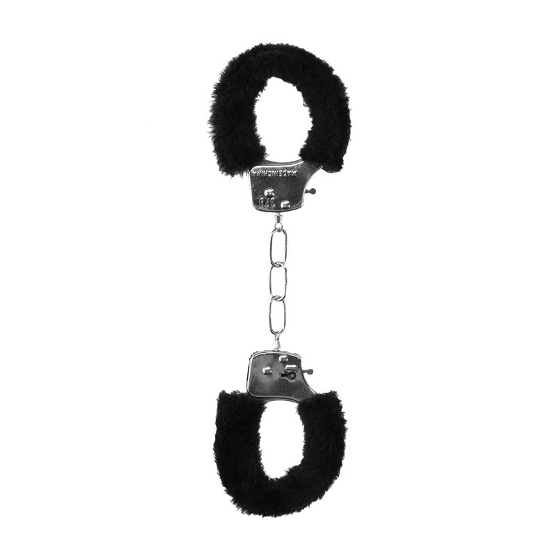 OUCH! Black & White Beginner's Furry Hand Cuffs-(ou658blk) - OU658BLK