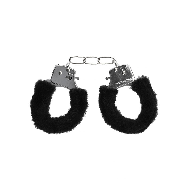 OUCH! Black & White Beginner's Furry Hand Cuffs-(ou658blk) - OU658BLK